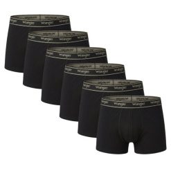 WRANGLER Bokserki Męskie Bawełniane Czarne Klasyczne Odwin Trunks Black. Czarne bokserki męskie Wrangler, bez wzorów, z bawełny. W wyprzedaży za 99.99 zł.