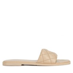 Klapki Badura. Brązowe klapki damskie Badura, bez wzorów, bez obcasa, bez zapięcia. Za 179.99 zł.