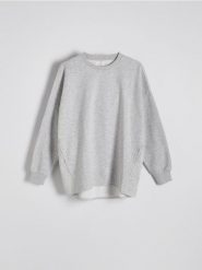 Bluza z kieszeniami - jasnoszary. Szare bluzy damskie Reserved, l, bez wzorów, z bawełny, bez ramiączek, bez kaptura. W wyprzedaży za 49.99 zł.