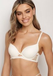 Beżowy Biustonosz z Efektem Push Up Dimaries. Brązowe biustonosze Born2be, bez wzorów, z jeansu. Za 34.99 zł.
