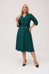 Elegancka żakietowa sukienka Marietta w kolorze butelkowej zieleni XXL OVERSIZE. Zielone sukienki damskie Moda Size Plus Iwanek, do pracy, l, bez wzorów, z elastanu, biznesowe, bez kołnierzyka, bez ramiączek, mini, oversize. Za 325.00 zł.