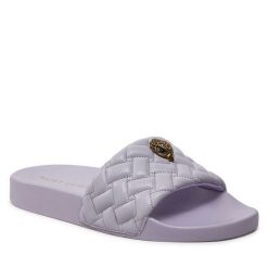 Klapki Kurt Geiger. Fioletowe klapki damskie Kurt Geiger, bez wzorów, bez obcasa, bez zapięcia. Za 469.99 zł.