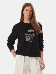 KARL LAGERFELD Bluza B4W20063 Czarny Regular Fit. Czarne bluzy damskie KARL LAGERFELD, s, bez wzorów, z bawełny, bez ramiączek, bez kaptura. Za 849.99 zł.