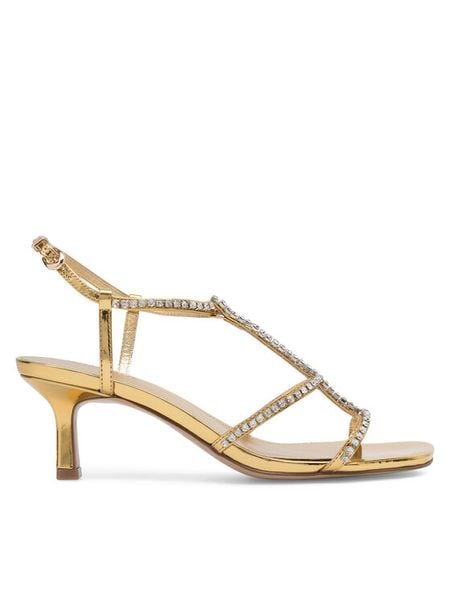 Badura Sandały JUSTINE-21723-115 Złoty. Żółte sandały damskie Badura, bez wzorów, ze skóry, bez obcasa, na szpilce, bez zapięcia. Za 207.99 zł.