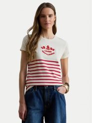 LAUREN RALPH LAUREN T-Shirt 200B21056002 Écru Relaxed Fit. Białe t-shirty damskie Lauren Ralph Lauren, xl, bez wzorów, z bawełny, bez kołnierzyka, bez ramiączek. Za 378.99 zł.