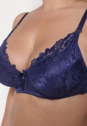 Granatowy Koronkowy Biustonosz Full-Cup z Regulowanymi Ramiączkami Kristianna. Niebieskie biustonosze Renee, bez wzorów, z koronki. Za 24.99 zł.