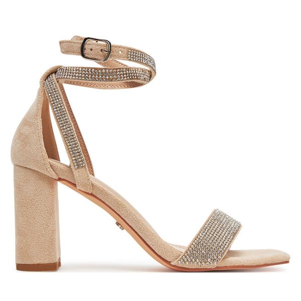 Sandały DeeZee. Brązowe sandały damskie DeeZee, bez wzorów, bez obcasa, na słupku, bez zapięcia. Za 159.99 zł.