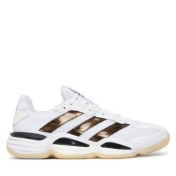 Buty halowe adidas. Białe buty sportowe męskie Adidas, bez wzorów, bez zapięcia. Za 699.99 zł.