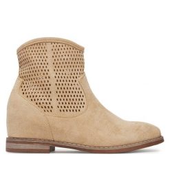 Botki DeeZee. Brązowe botki damskie DeeZee, bez wzorów, bez obcasa, na płaskiej podeszwie, bez zapięcia. Za 149.99 zł.