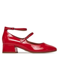 Czółenka Tamaris. Czerwone czółenka damskie Tamaris, bez wzorów, bez obcasa, bez zapięcia. Za 169.99 zł.