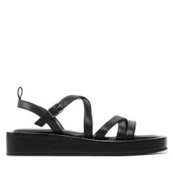 Sandały Sergio Bardi. Czarne sandały damskie Sergio Bardi, bez wzorów, bez obcasa, na płaskiej podeszwie, bez zapięcia. Za 223.00 zł.