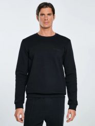 Bluza męska ze splotem pique czarna Wiler 906. Czarne bluzy męskie BIG STAR, l, bez wzorów, z dzianiny, klasyczne, bez ramiączek, bez kaptura. Za 199.99 zł.