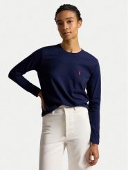 Polo Ralph Lauren Bluzka 211B14604005 Granatowy Regular Fit. Niebieskie bluzki damskie Polo Ralph Lauren, xs, bez wzorów, bez kołnierzyka, bez ramiączek. Za 439.99 zł.