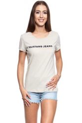 MUSTANG T SHIRT DAMSKI Alexia C Print 1009026 4025. Szare t-shirty damskie Mustang, s, bez wzorów, bez kołnierzyka, bez ramiączek. W wyprzedaży za 39.99 zł.