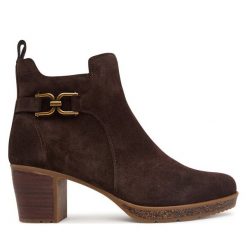 Botki Josef Seibel. Brązowe botki damskie Josef Seibel, bez wzorów, bez obcasa, na słupku, bez zapięcia. Za 569.99 zł.