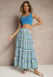 Niebieska Spódnica z Wiskozą o Rozkloszowanym Kroju w Etniczny Print Kolindriela. Niebieskie spódnice damskie Renee, na co dzień, bez wzorów, z wiskozy, eleganckie, maxi, rozkloszowane. Za 44.99 zł.