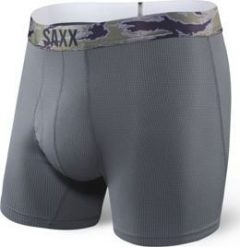SAXX Bokserki męskie Quest 2.0 Boxer Fly Dark Charcoal r. S (SXBB70FCHA). Szare bokserki męskie Saxx, bez wzorów. Za 103.99 zł.