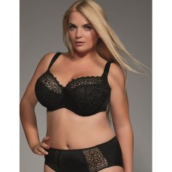Biustonosz softfullcup w kolorze czarnym. Czarne biustonosze Kris line, bez wzorów, z koronki. W wyprzedaży za 99.95 zł.