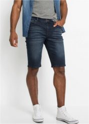 Bermudy dżinsowe ze stretchem Slim Fit. Niebieskie jeansy męskie bonprix, z jeansu. Za 127.99 zł.