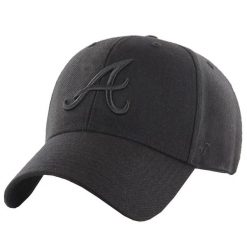Czapka z daszkiem dla dorosłych 47 Brand MLB Atlanta Braves Cap. Czarne czapki damskie 47 Brand, bez wzorów, z materiału, sportowe. Za 190.50 zł.