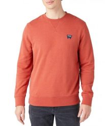 WRANGLER SIGN OFF CREW MĘSKA BLUZA KLASYCZNA ETRUSCAN RED W6589HA11 112146190. Czerwone bluzy męskie Wrangler, m, bez wzorów, klasyczne, bez ramiączek, bez kaptura. Za 139.99 zł.