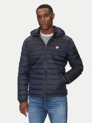 Guess Jeans Kurtka puchowa M5RL99 WHAB2 Granatowy Regular Fit. Niebieskie kurtki męskie Guess Jeans, l, z aplikacjami, z jeansu, bez kaptura. Za 479.99 zł.