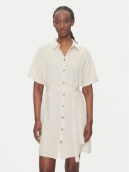Vero Moda Sukienka koszulowa Thea 10333791 Beżowy Loose Fit. Brązowe sukienki damskie Vero Moda, m, bez wzorów, ze lnu, bez kołnierzyka, bez ramiączek, koszulowe. Za 119.99 zł.