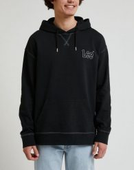 LEE LOOSE SEASONAL HOODIE MĘSKA BLUZA Z KAPTUREM KANGURKA WASHED BLACK LL26FTON 112331482. Czarne bluzy męskie Lee, m, bez wzorów, z kapturem. Za 179.99 zł.
