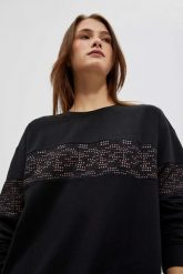 Bluza z wiązaniem. Czarne bluzy damskie MOODO, m, bez wzorów, z bawełny, bez ramiączek, bez kaptura. W wyprzedaży za 29.99 zł.
