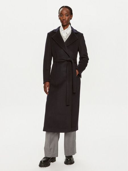 MAX&Co. Płaszcz wełniany Longrun 2428016034200 Granatowy Regular Fit. Niebieskie płaszcze damskie MAX&Co., bez wzorów, z wełny, bez kołnierzyka, bez kaptura. Za 1,459.00 zł.