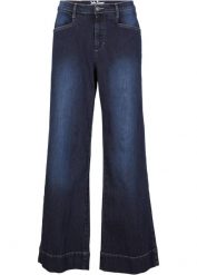 Dżinsy Wide Leg Mid Waist, ze stretchem. Niebieskie jeansy damskie bonprix, bez wzorów, z jeansu. Za 104.99 zł.