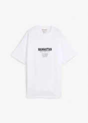 T-shirt oversize z czystej bawełny organicznej. Niebieskie t-shirty damskie bonprix, bez wzorów, z bawełny, bez kołnierzyka, bez ramiączek. Za 64.99 zł.