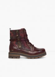 Botki sznurowane Mustang, z zamkiem. Czerwone botki damskie bonprix, bez wzorów, bez obcasa, bez zapięcia. Za 229.99 zł.
