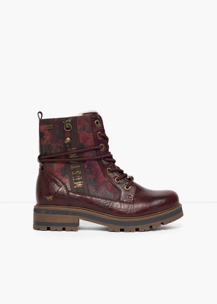 Botki sznurowane Mustang, z zamkiem. Czerwone botki damskie bonprix, bez wzorów, bez obcasa, bez zapięcia. Za 229.99 zł.