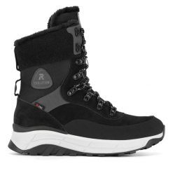 Botki Rieker Revolution Lifestyle. Czarne botki damskie Rieker Revolution Lifestyle, bez wzorów, bez obcasa, na płaskiej podeszwie, bez zapięcia. Za 398.99 zł.