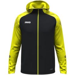 Kurtka z kapturem Jako Sonic. Czarne kurtki sportowe męskie Jako, l, bez wzorów, z materiału, z kapturem, do biegania. Za 338.25 zł.