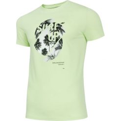 T-shirt męski TSM252 - jasny żółty. Żółte t-shirty męskie 4F, m, bez wzorów, z bawełny, bez kołnierzyka, bez ramiączek. W wyprzedaży za 39.99 zł.