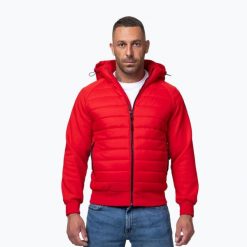 Kurtka męska Pitbull Palomar Padded Hooded Hybrid. Czerwone kurtki męskie PITBULL, m, bez wzorów, z poliesteru, sportowe, bez kaptura. Za 219.99 zł.