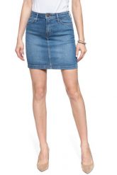 SPÓDNICA JEANSOWA LEE MID SKIRT SIMPLE FOCUS L38JLTZJ 112108227. Niebieskie spódnice damskie Lee, l, bez wzorów, z jeansu, dopasowane. W wyprzedaży za 69.99 zł.