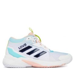 Buty halowe adidas. Białe obuwie sportowe damskie Adidas, bez wzorów, bez zapięcia. Za 699.99 zł.