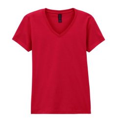 Koszulka Z Dekoltem W Szpic Dla Kobiet. Czerwone bluzki damskie GILDAN, xl, bez wzorów, sportowe, bez kołnierzyka, bez ramiączek. Za 46.99 zł.