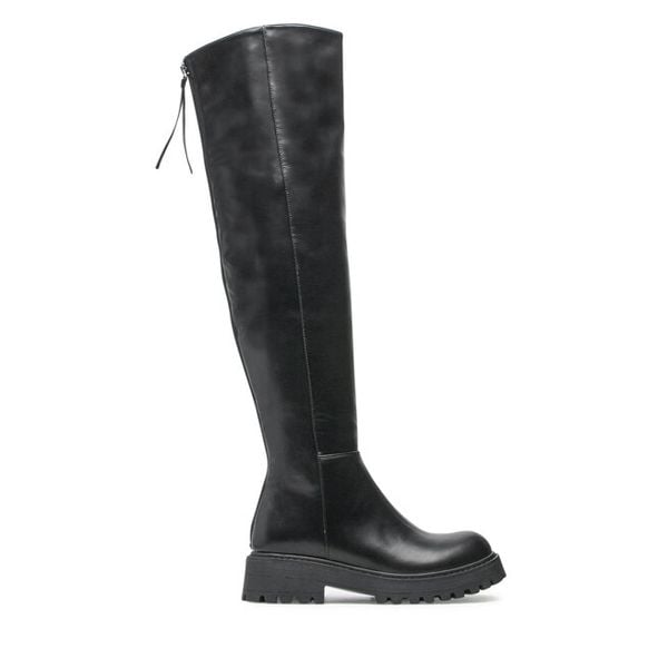 Kozaki Jenny Fairy. Czarne kozaki damskie Jenny Fairy, bez wzorów, bez obcasa, na płaskiej podeszwie, bez zapięcia. Za 249.99 zł.