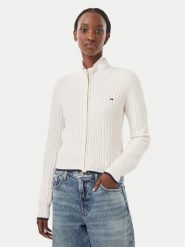 Tommy Jeans Kardigan DW0DW23355 Kremowy Slim Fit. Białe kardigany damskie Tommy Jeans, xl, bez wzorów, z jeansu, bez kołnierzyka. Za 449.99 zł.