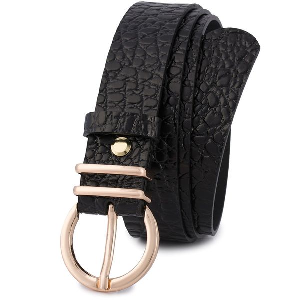 Pasek skórzany BELTIMORE r.90-105 cm E55 czarny. Czarne paski damskie bez wzorów. Za 41.90 zł.