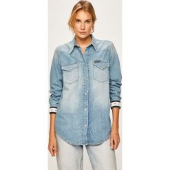 Calvin Klein Jeans - Koszula. Niebieskie koszule damskie Calvin Klein Jeans, l, bez wzorów, z bawełny, casualowe, bez kołnierzyka, bez ramiączek. Za 399.90 zł.