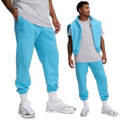 Spodnie dresowe męskie Under Armour joggery. Niebieskie spodnie sportowe męskie Under Armour, m, bez wzorów, z dresówki. W wyprzedaży za 247.00 zł.