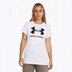 Koszulka T-Shirt Damski Sportowy Biały Under Armour Rival Logo Xxl. Białe koszulki sportowe damskie Under Armour, xxl, bez wzorów, bez ramiączek, do biegania. Za 129.99 zł.