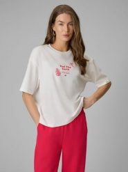 4F T-shirt regular z nadrukiem damski - biały M. Białe t-shirty damskie 4F, m, bez wzorów, z dzianiny, klasyczne, bez kołnierzyka, bez ramiączek. Za 79.99 zł.