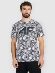 4F T-shirt regular z nadrukiem męski - czarny S. Czarne t-shirty męskie 4F, m, bez wzorów, z bawełny, bez kołnierzyka, bez ramiączek. Za 79.99 zł.