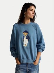 Polo Ralph Lauren Bluza 211B17778001 Niebieski Regular Fit. Niebieskie bluzy damskie Polo Ralph Lauren, xs, bez wzorów, z bawełny, bez ramiączek, bez kaptura. Za 1,299.00 zł.